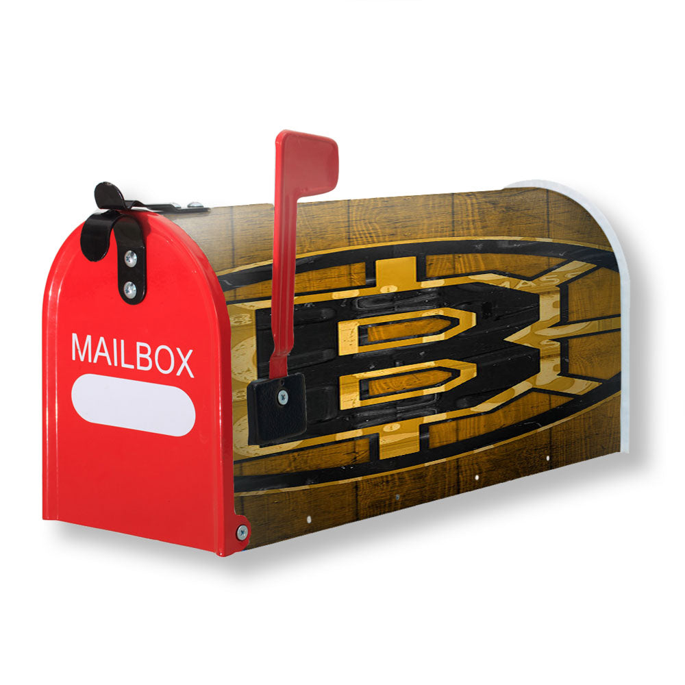 Boston Bruins Art Wood Texture Logo Magnetic Mailbox Cover - 18.0" x 21.0"