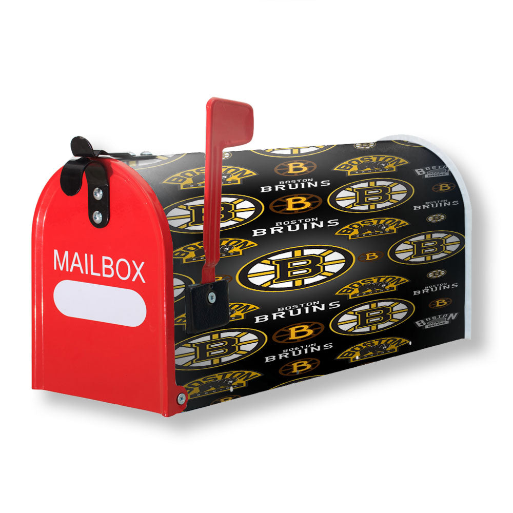 Boston Bruins Logo Pattern Black Magnetic Mailbox Cover - 18.0" x 21.0"
