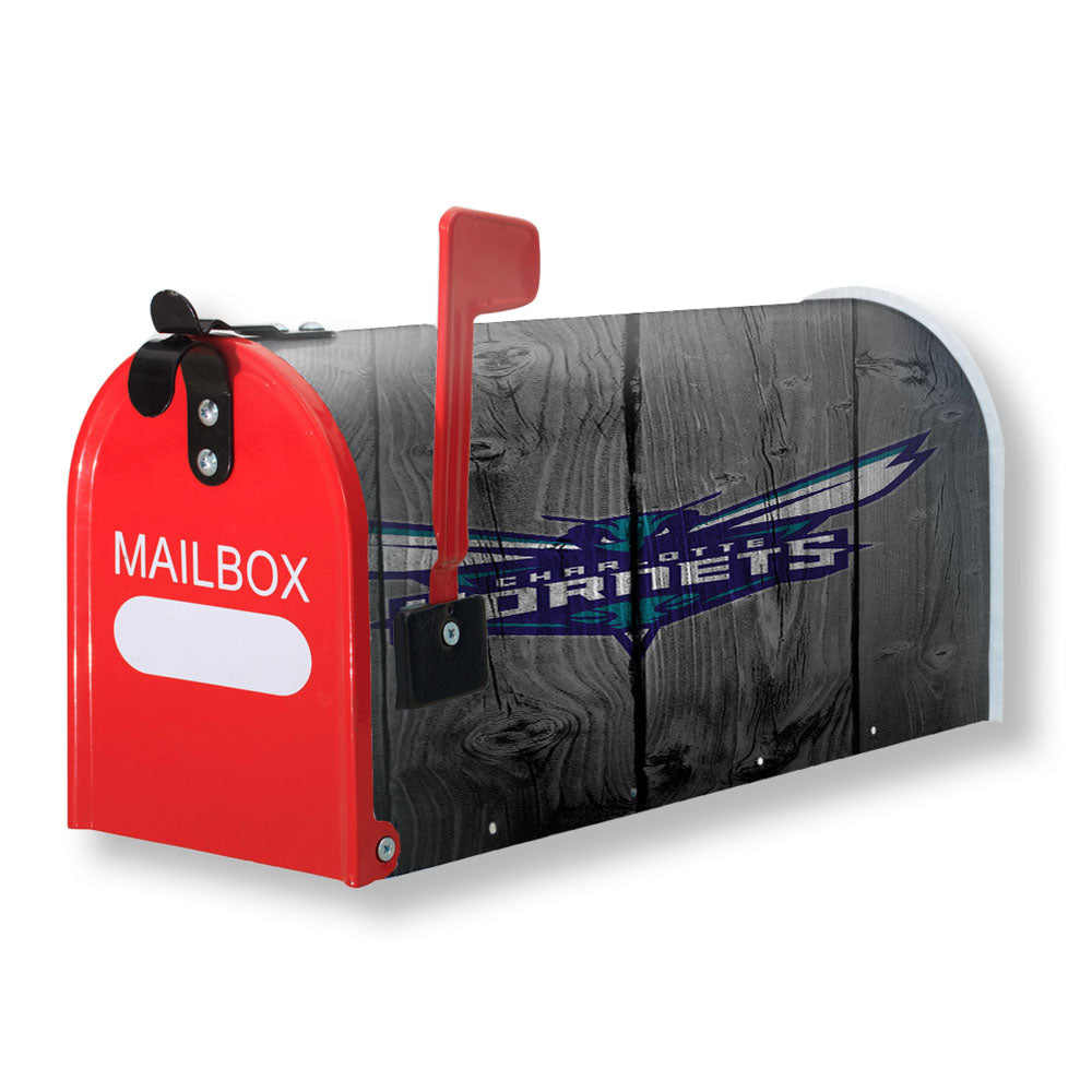 Charlotte Hornets Nba Logo Dark Wood Wallpaper Magnetic Mailbox Cover - 18.0" x 21.0"