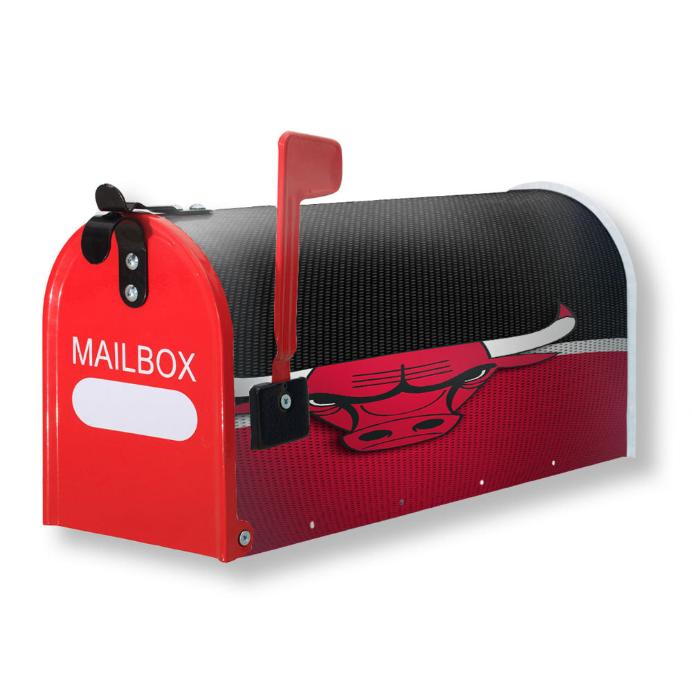 Chicago Bulls Logo Red Black Fiber Texture Wallpaper Magnetic Mailbox Cover - 18.0" x 21.0"