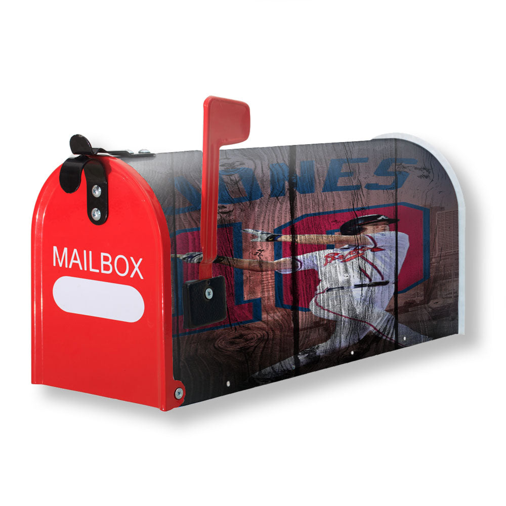 Chip Jones Mlb 10 Dark Wood Wallpaper Magnetic Mailbox Cover - 18.0" x 21.0"