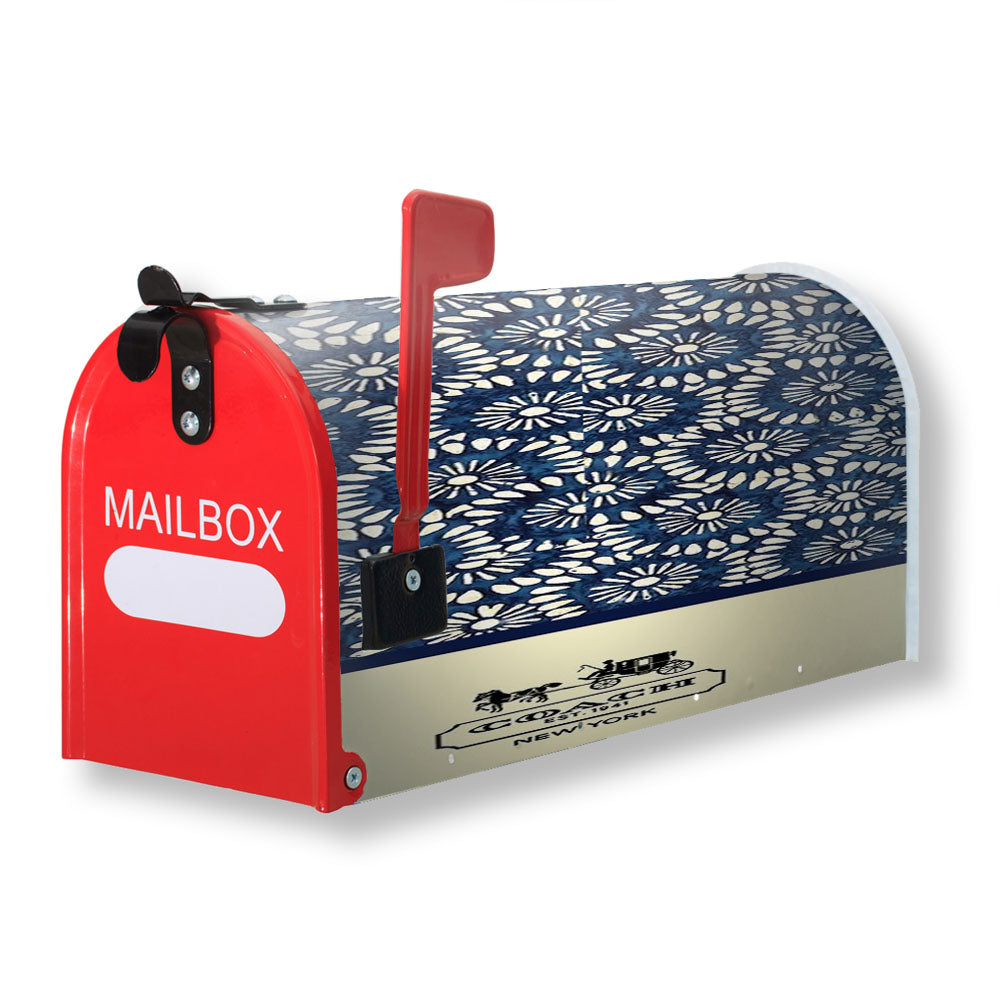 Coach New York Blue Floral Batik Magnetic Mailbox Cover - 18.0" x 21.0"