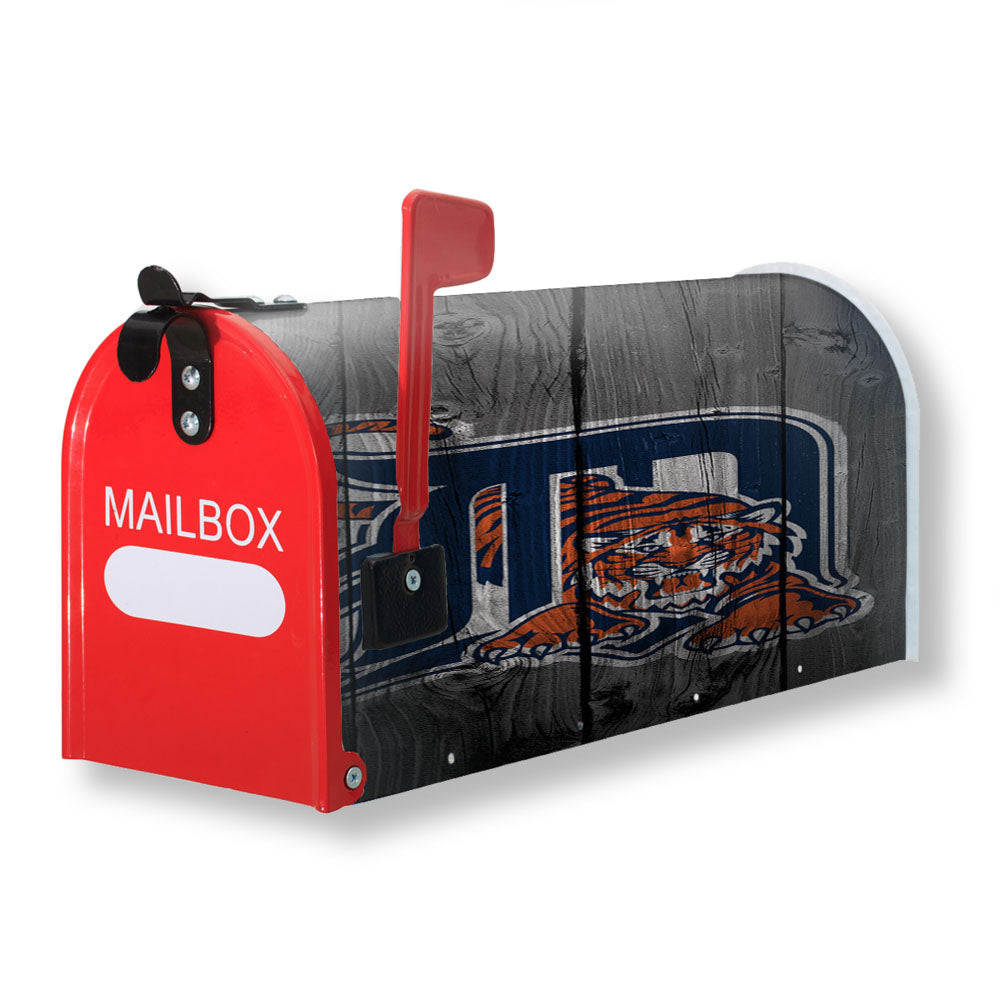 Detroit Tigers Mlb Logo Dark Wood Wallpaper Magnetic Mailbox Cover - 18.0" x 21.0"