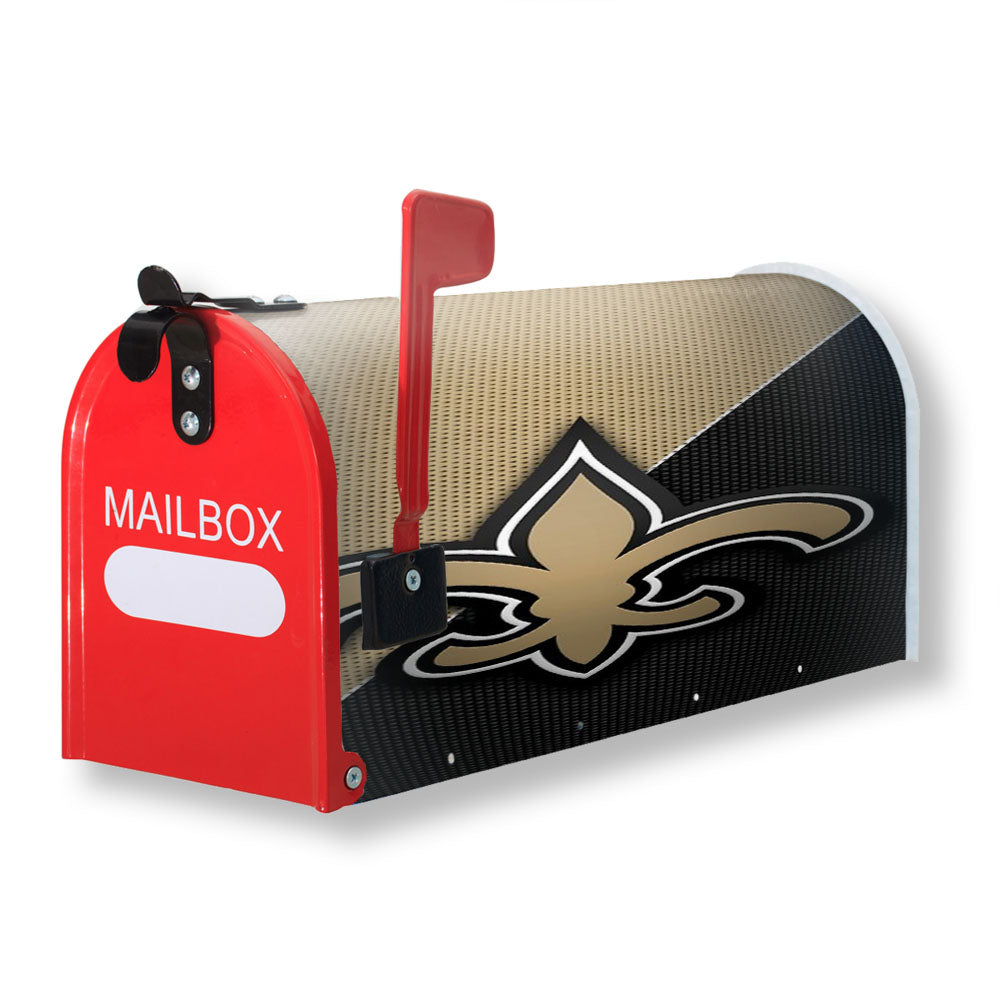 Gold Black Carbon New Orleans Saints Logo Magnetic Mailbox Cover - 18.0" x 21.0"