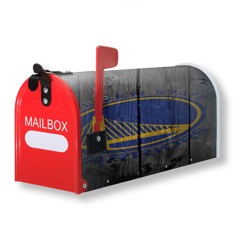 Golden State Warriors Nba Logo Dark Wood Wallpaper Magnetic Mailbox Cover - 18.0" x 21.0"