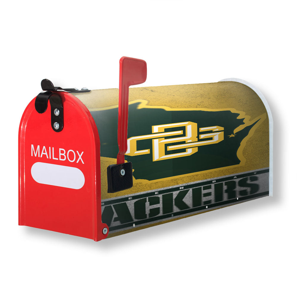 Green Bay Packers Emblem Logo States Map Art Magnetic Mailbox Cover - 18.0" x 21.0"