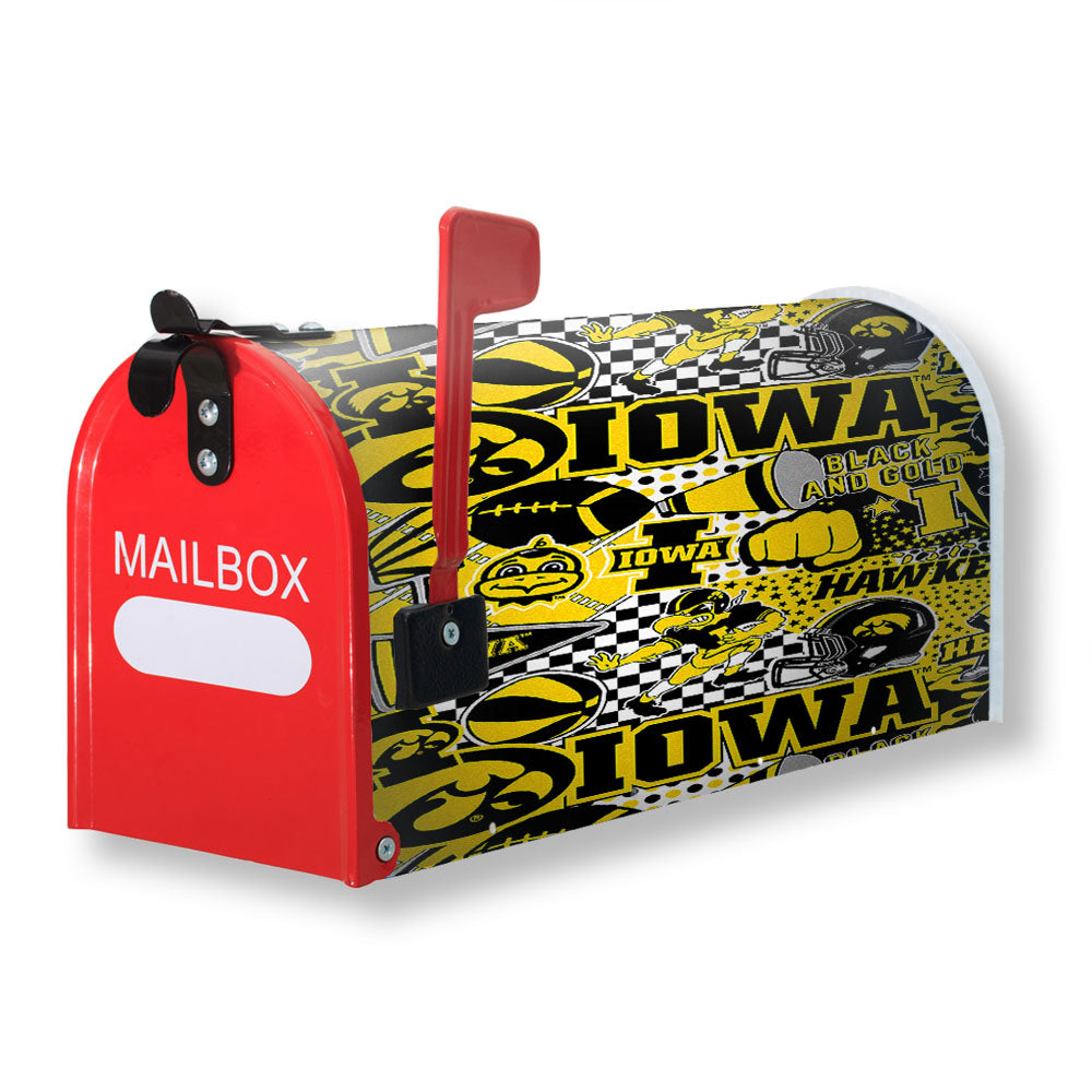 Iowa Hawkeyes Doodle Logo And Mascot Magnetic Mailbox Cover - 18.0" x 21.0"