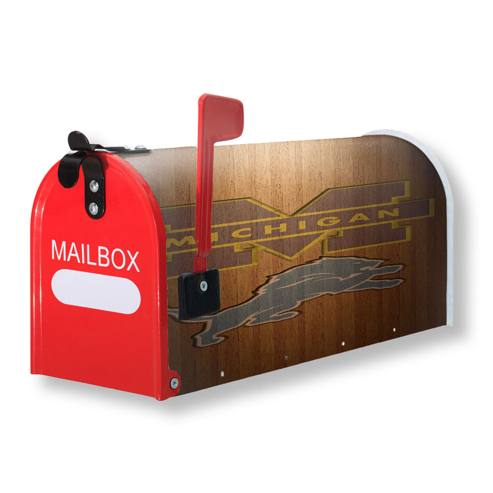 Michigan Lions Logo Wood Wallpaper Magnetic Mailbox Cover - 18.0" x 21.0"