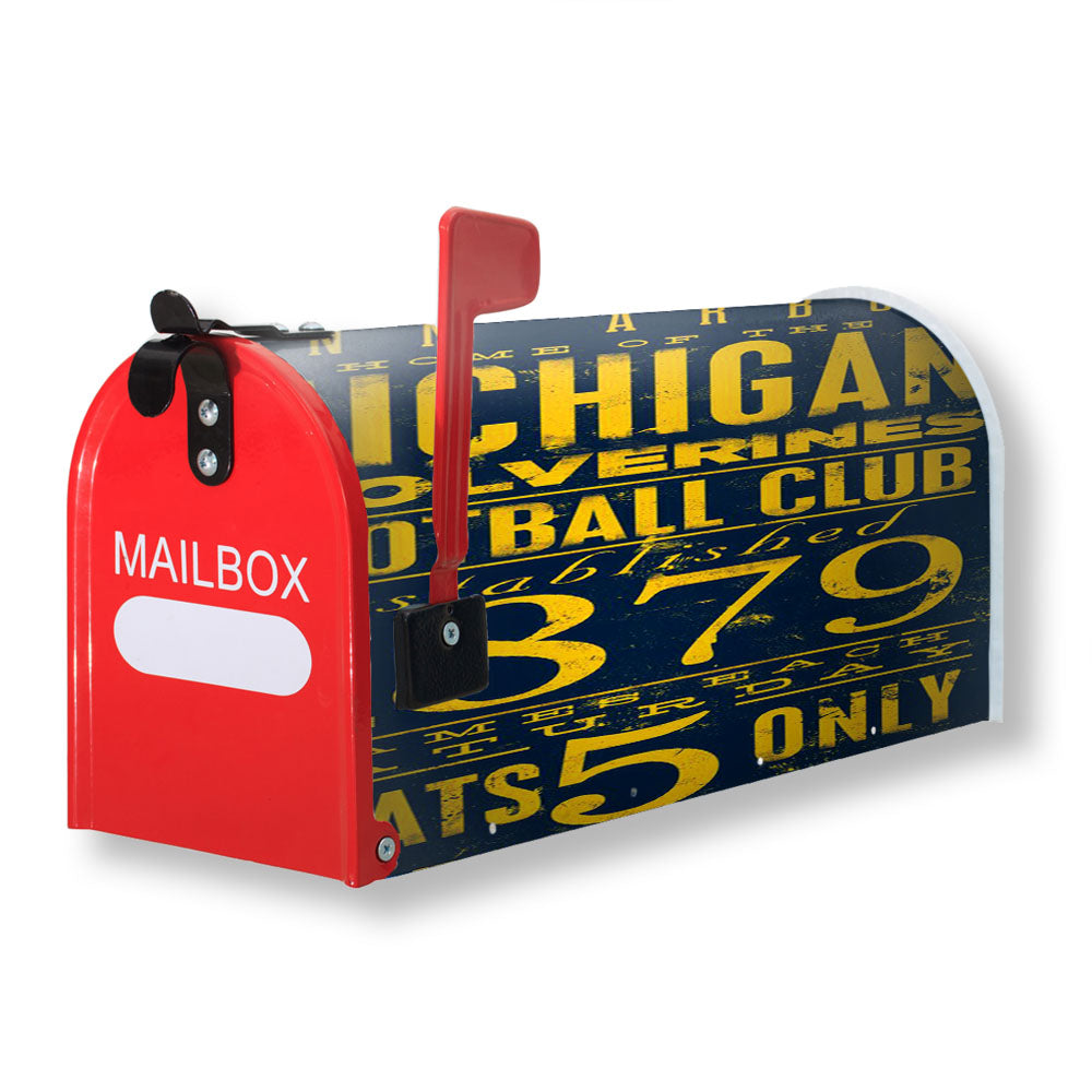 Michigan Wolverines Football Club Art Font Magnetic Mailbox Cover - 18.0" x 21.0"