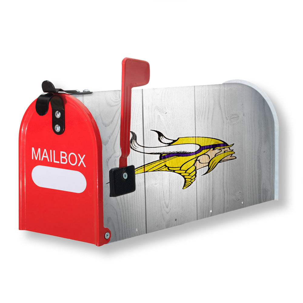 Minnesota Vikings Nfl Logo White Wood Magnetic Mailbox Cover - 18.0" x 21.0"