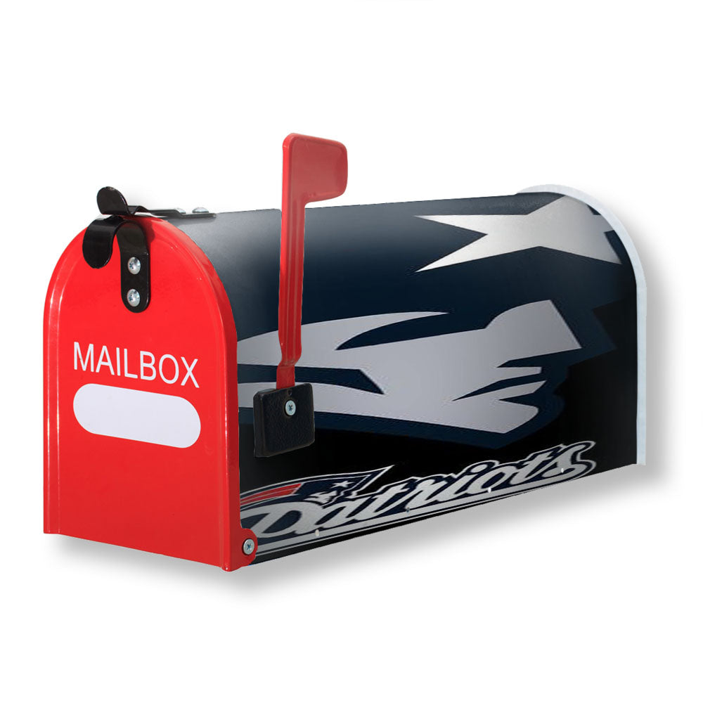 New England Patriots Logo Black Background Magnetic Mailbox Cover - 18.0" x 21.0"