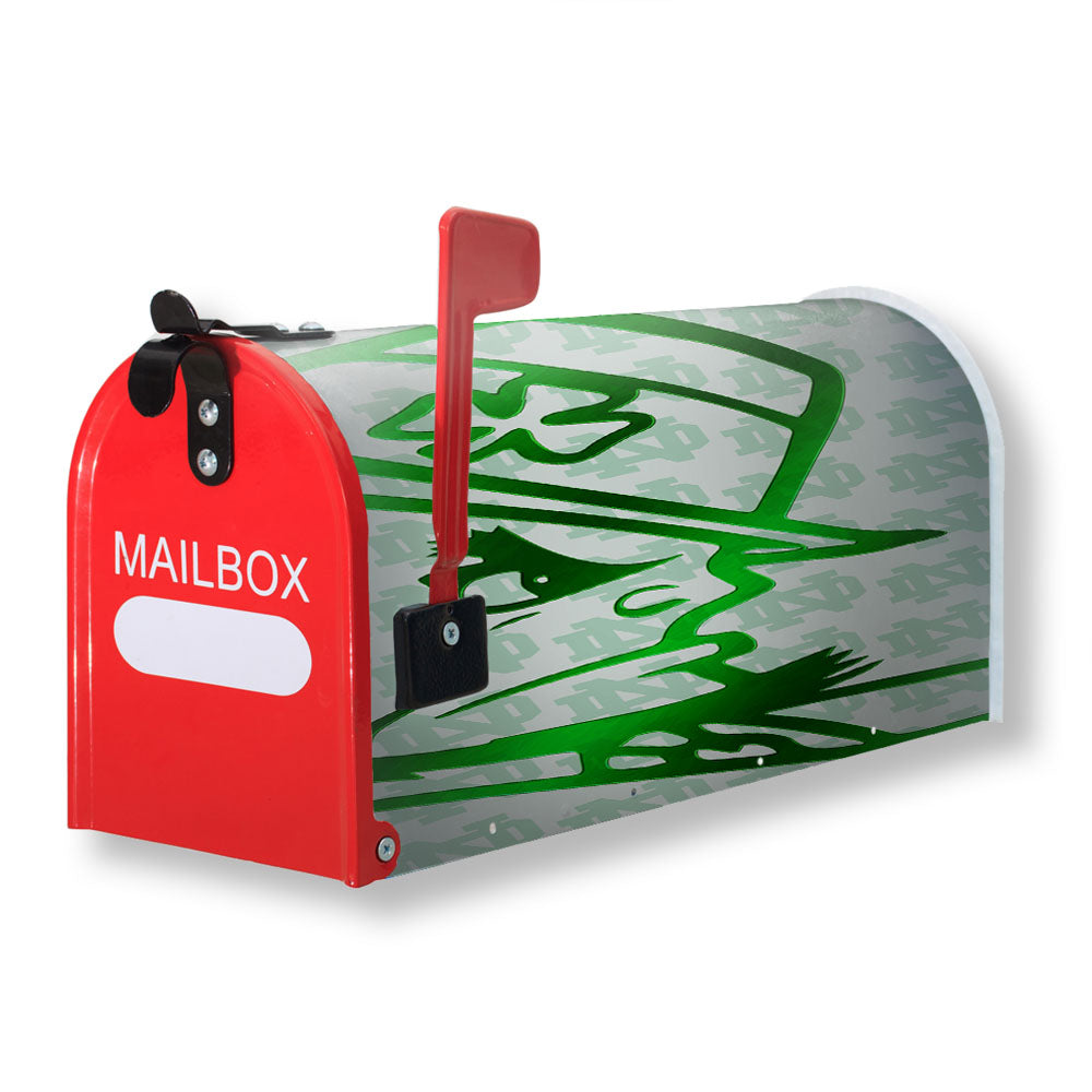 Notre Dame Green Metallic Wallpaper Magnetic Mailbox Cover - 18.0" x 21.0"