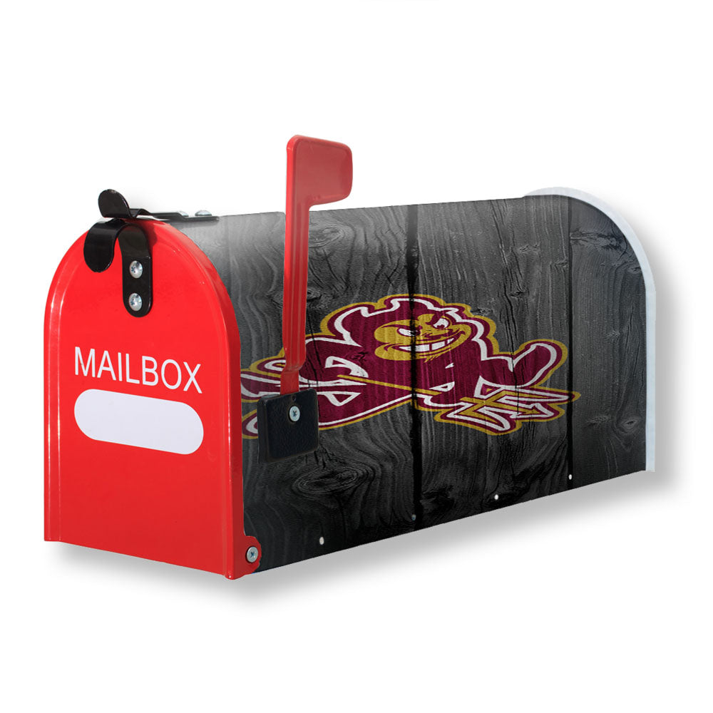 Old Arizona State Sun Devils Nfl Logo Dark Wood Wallpaper Magnetic Mailbox Cover - 18.0" x 21.0"