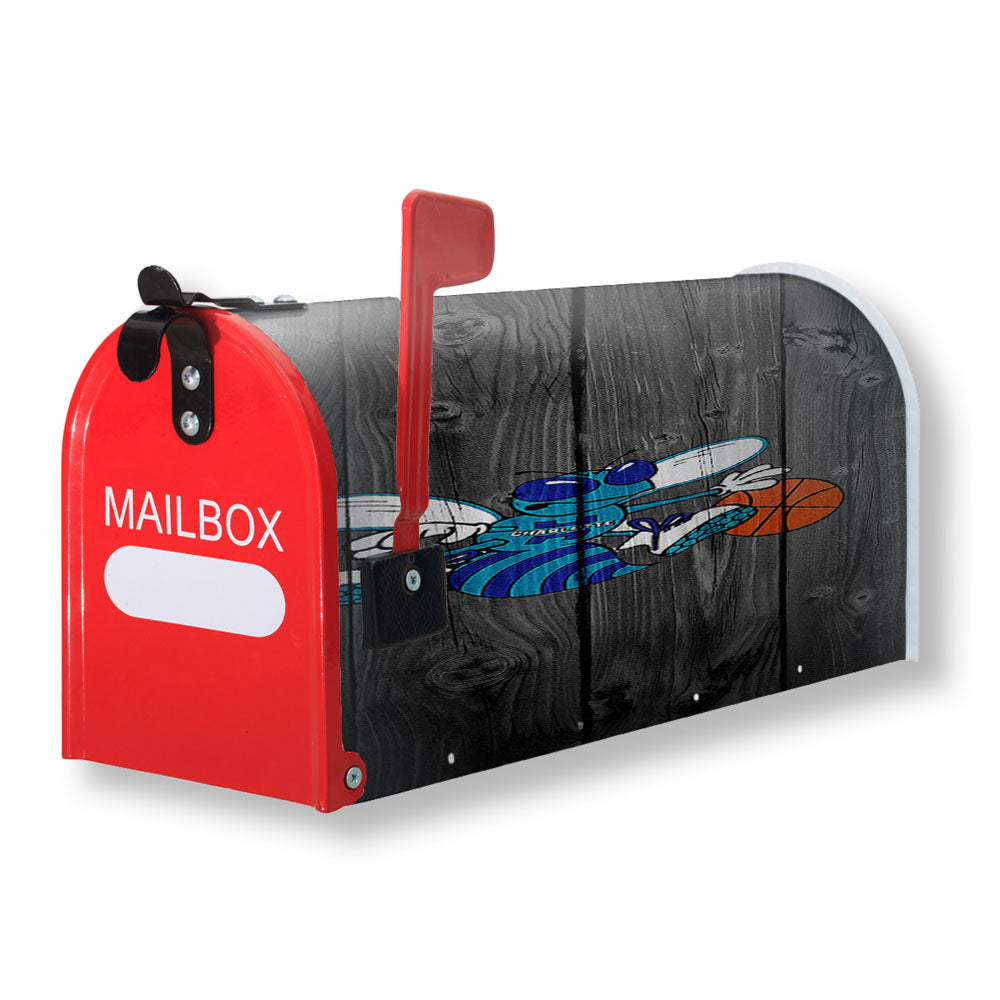 Old Charlotte Hornets Nba Logo Dark Wood Wallpaper Magnetic Mailbox Cover - 18.0" x 21.0"