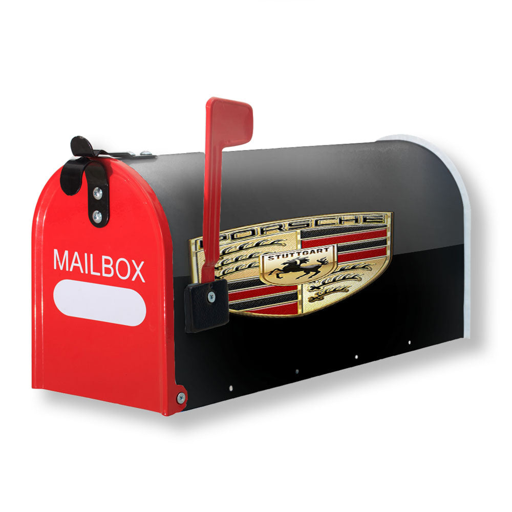Porsche Badge Logo On Black Serge Ver Bukh Magnetic Mailbox Cover - 18.0" x 21.0"
