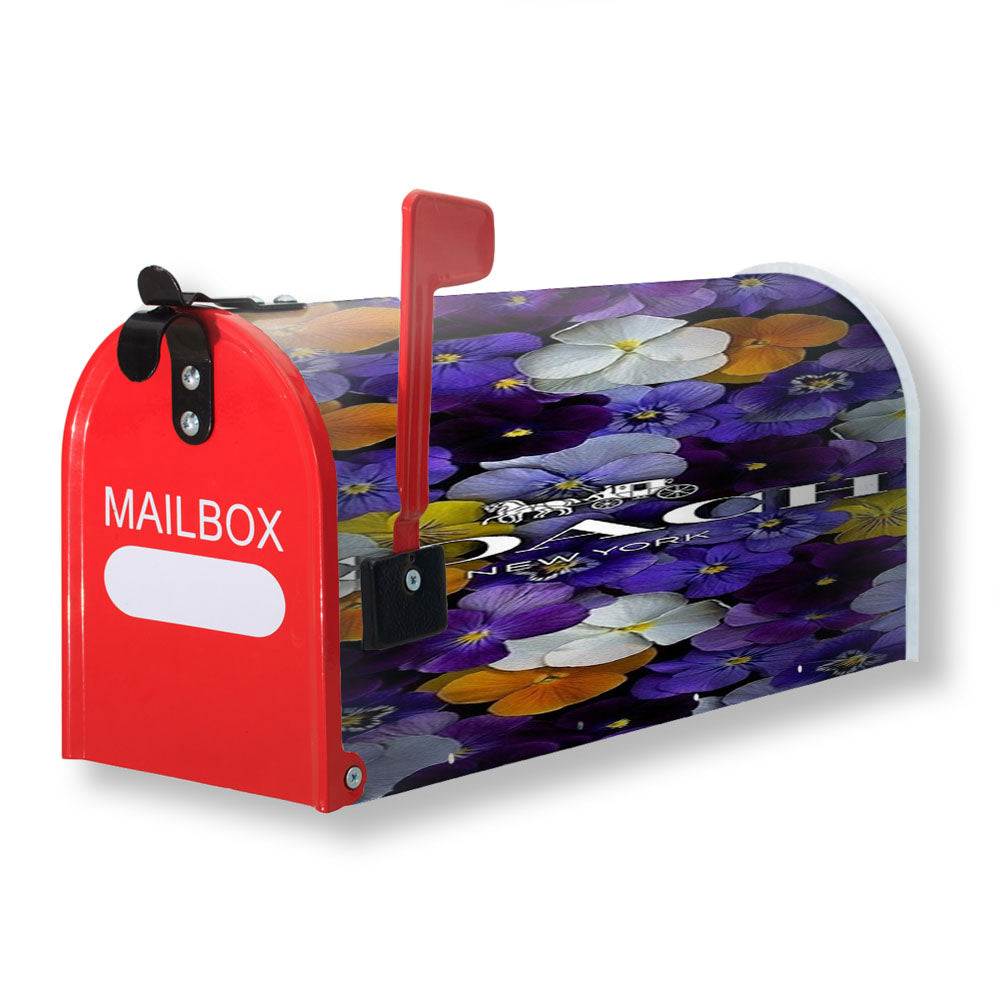 Purple Flowers Coach New York Magnetic Mailbox Cover - 18.0" x 21.0"