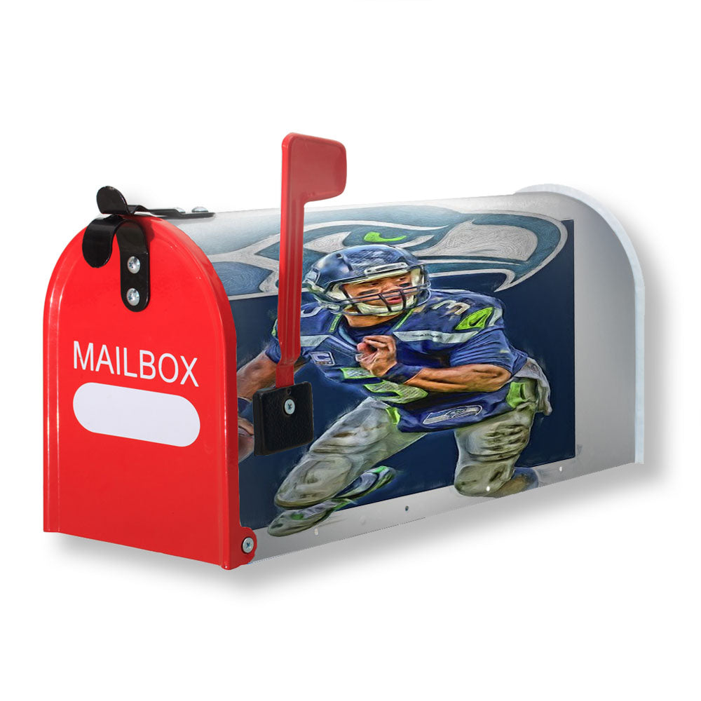 Russell Wilson Seattle Seahawks Oil Art Magnetic Mailbox Cover - 18.0" x 21.0"