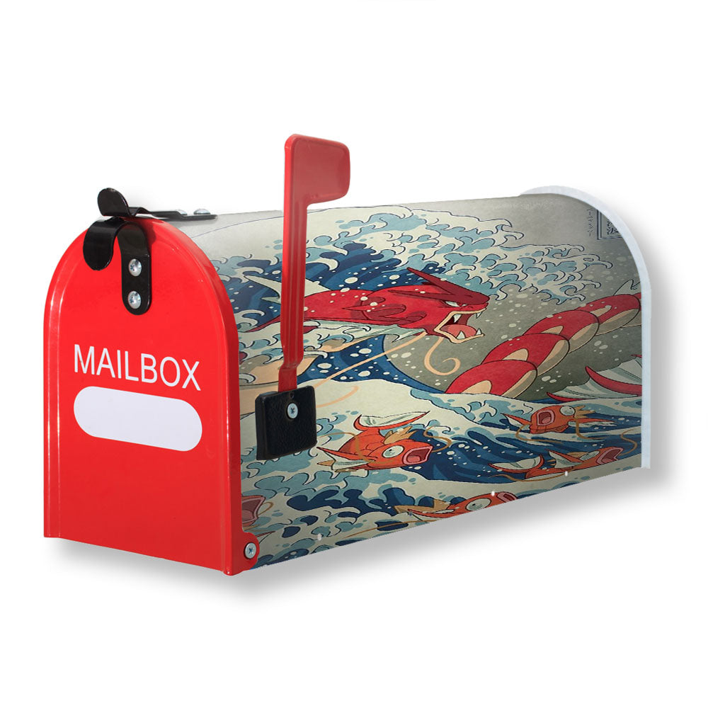 The Great Wave Off Kanto Red Magnetic Mailbox Cover - 18.0" x 21.0"