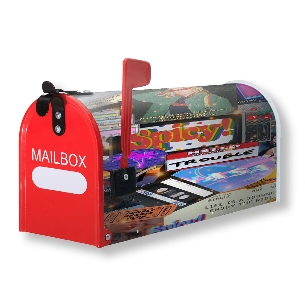 Vhs 80S Vintage Collage Pattern Magnetic Mailbox Cover - 18.0" x 21.0"