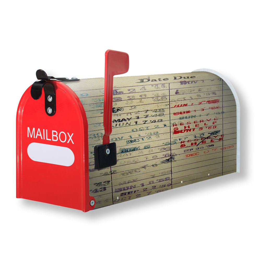 Vintage Library Card Date Due Magnetic Mailbox Cover - 18.0" x 21.0"