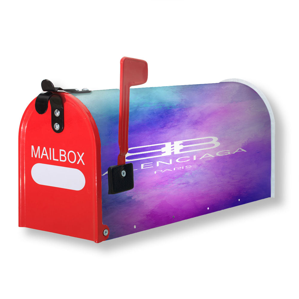 White Balenciaga Blue Purple Tye Die Color Magnetic Mailbox Cover - 18.0" x 21.0"