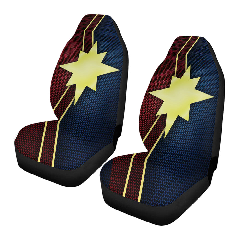 Captain Marvel Logo Carbon Fiber Car Seat Covers
