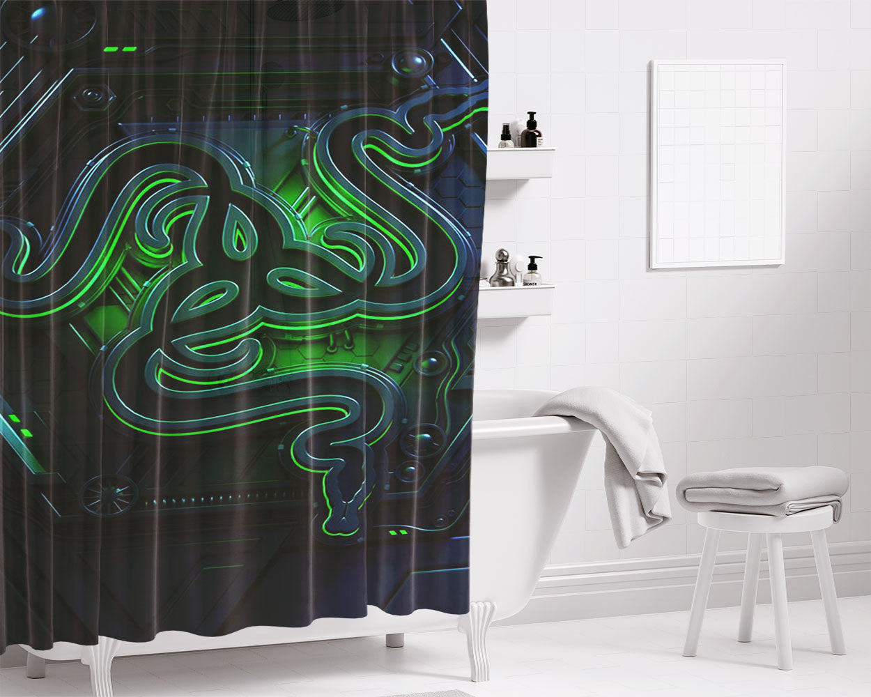 Razer Protect Skin Guard Bathroom Shower Curtain Fabric Waterproof | 66 X 72 Inch