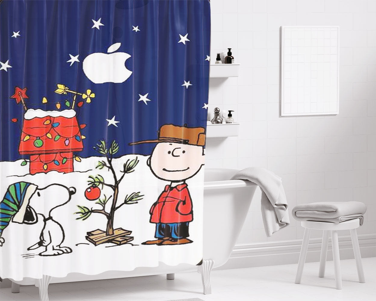 Snoopy'S Winter Clothes Bathroom Shower Curtain Fabric Waterproof | 66 X 72 Inch