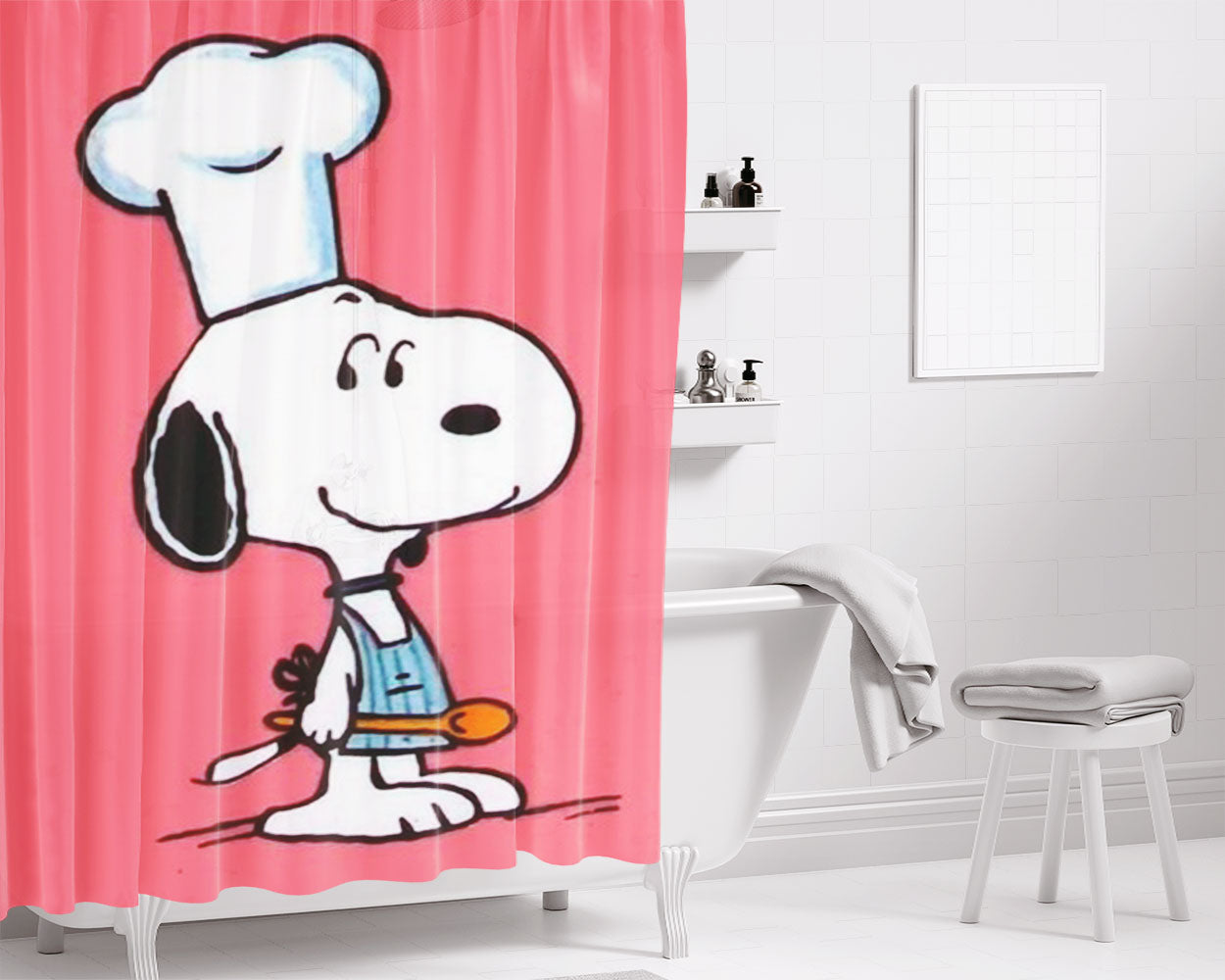 Snoopy Comic Bathroom Shower Curtain Fabric Waterproof | 66 X 72 Inch