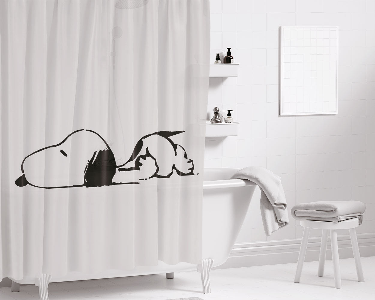 Snoopy Cooking Bathroom Shower Curtain Fabric Waterproof | 66 X 72 Inch