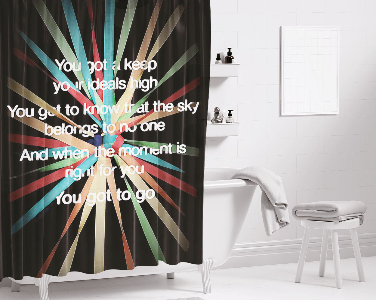 Above And Beyond 4 Bathroom Shower Curtain Fabric Waterproof | 66 X 72 Inch