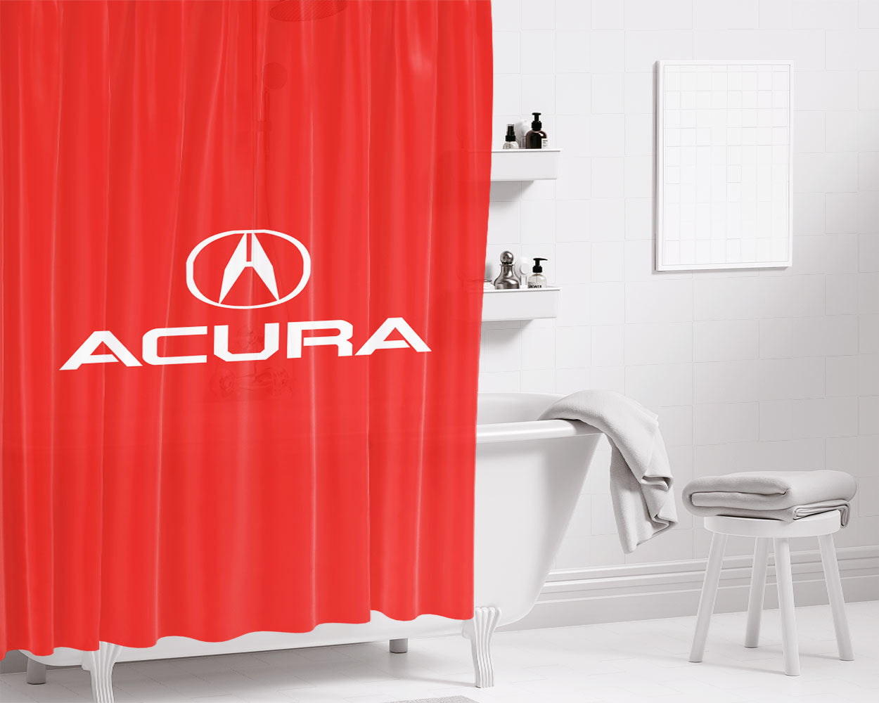 Acura Car Logo Bathroom Shower Curtain Fabric Waterproof | 66 X 72 Inch