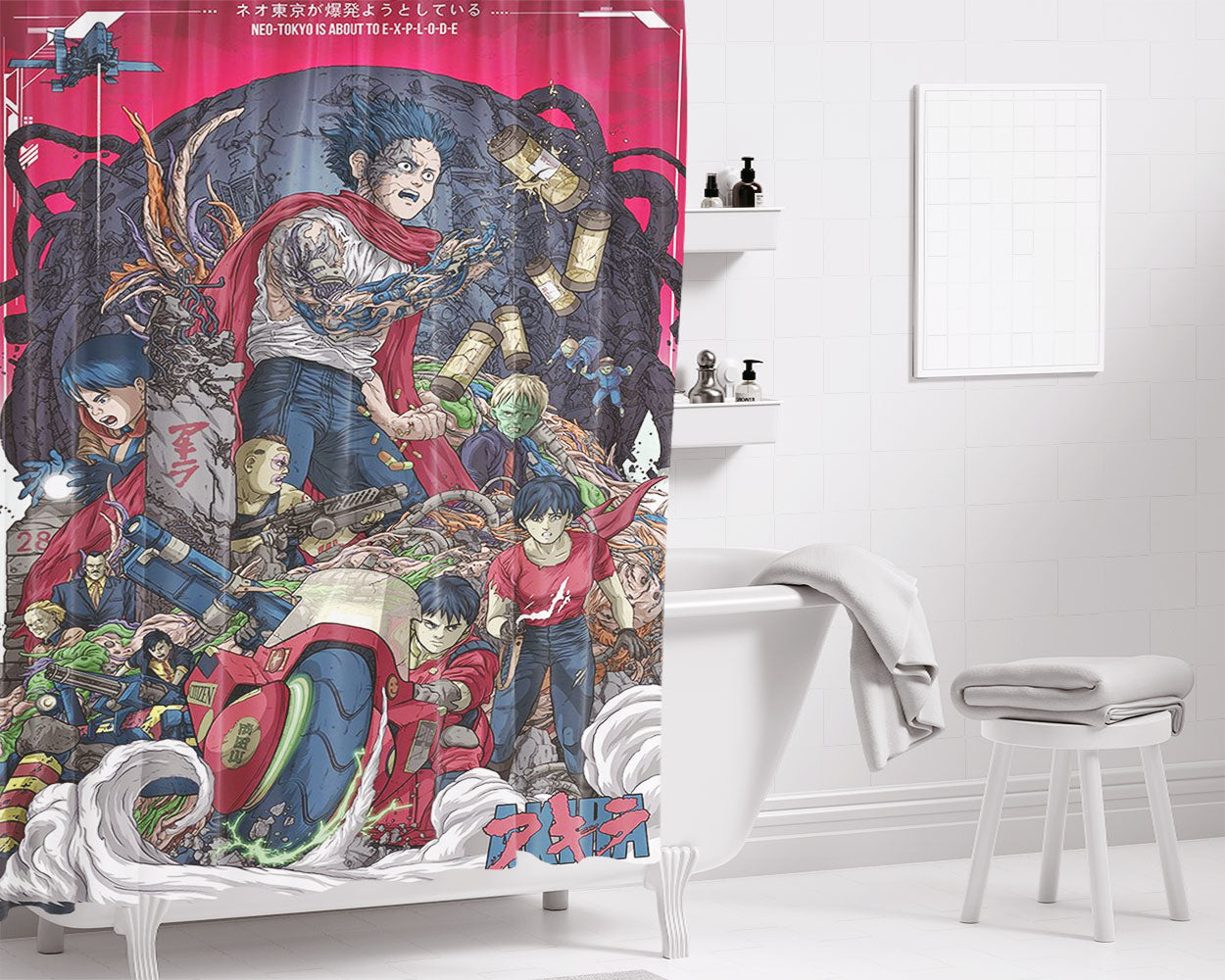 Akira 1988 Art Wallpaper Bathroom Shower Curtain Fabric Waterproof | 66 X 72 Inch
