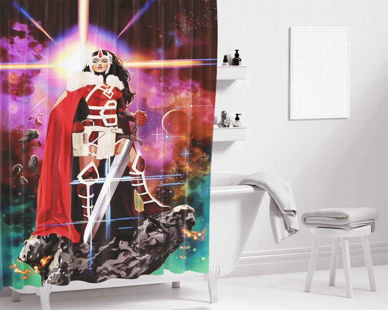 Lady Bathroom Shower Curtain Fabric Waterproof | 66 X 72 Inch