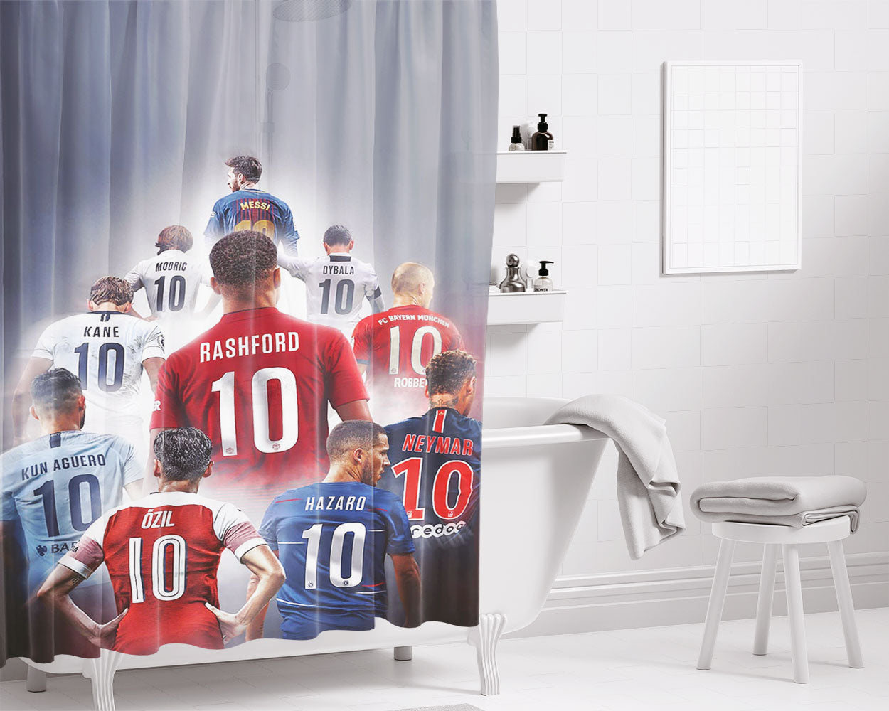 Number 7 Football Pla Bathroom Shower Curtain Fabric Waterproof | 66 X 72 Inch