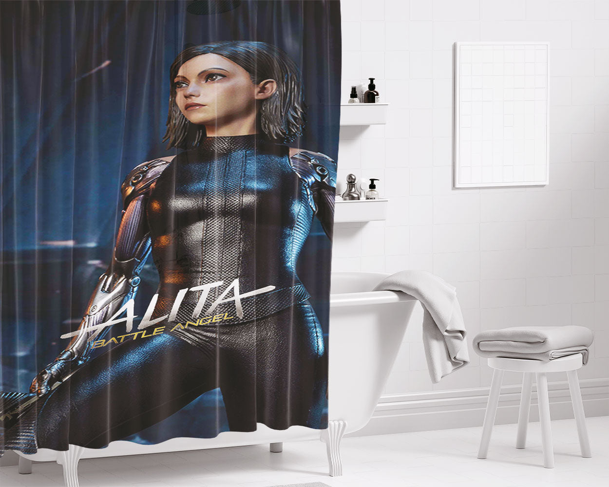 Alita Robot Warrior Bathroom Shower Curtain Fabric Waterproof | 66 X 72 Inch