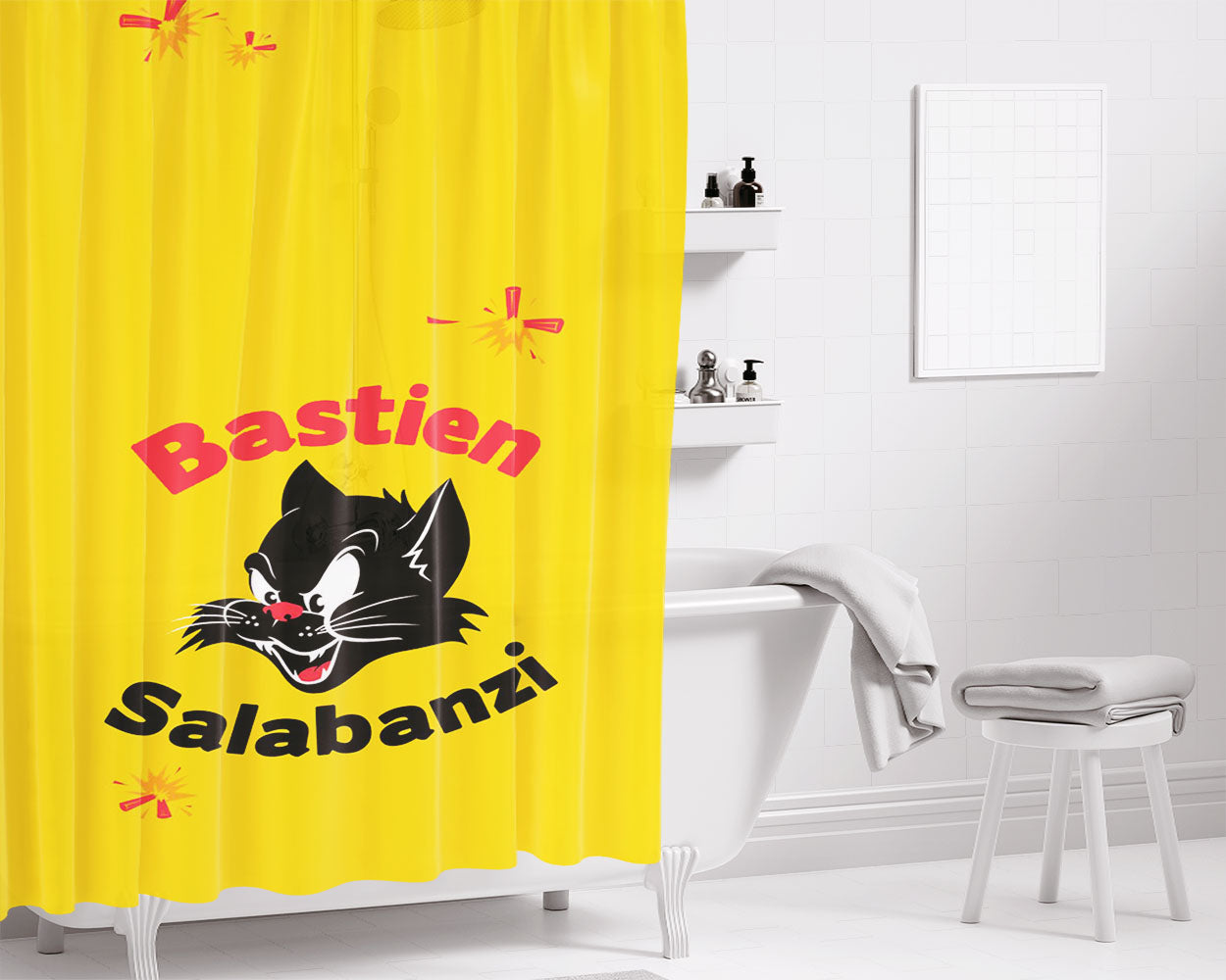 Primitive Skateboar Bathroom Shower Curtain Fabric Waterproof | 66 X 72 Inch