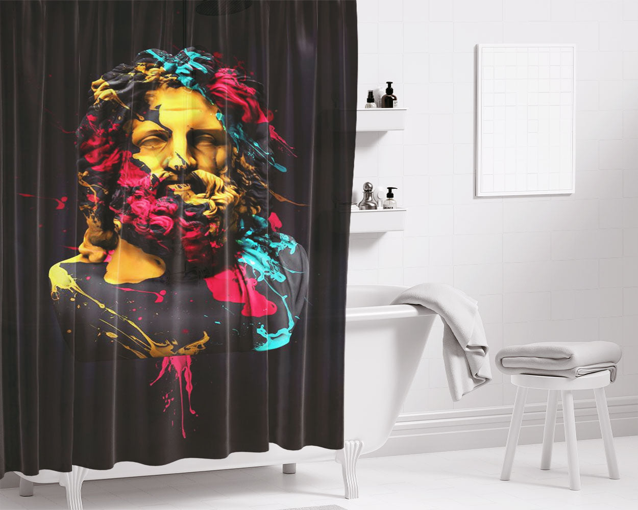Statue Of Zues Color Bathroom Shower Curtain Fabric Waterproof | 66 X 72 Inch