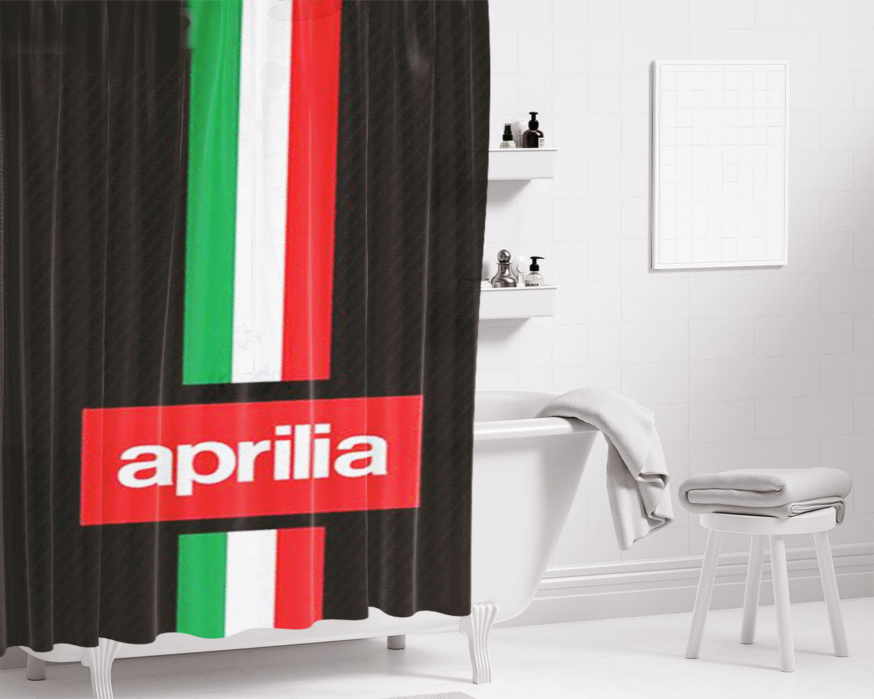 Aprilia Carbon Pattern Bathroom Shower Curtain Fabric Waterproof | 66 X 72 Inch