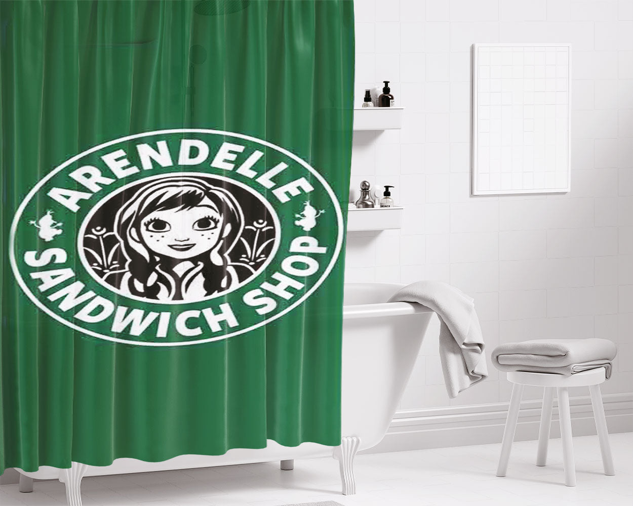 Arendelle Sandwich Shop Bathroom Shower Curtain Fabric Waterproof | 66 X 72 Inch