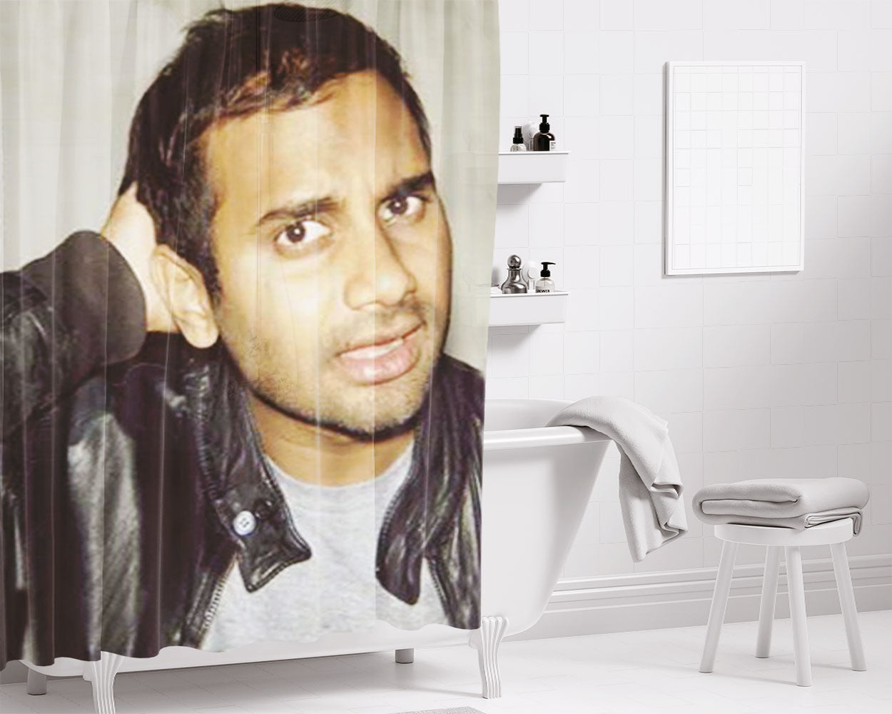 Aziz Ansari Bathroom Shower Curtain Fabric Waterproof | 66 X 72 Inch