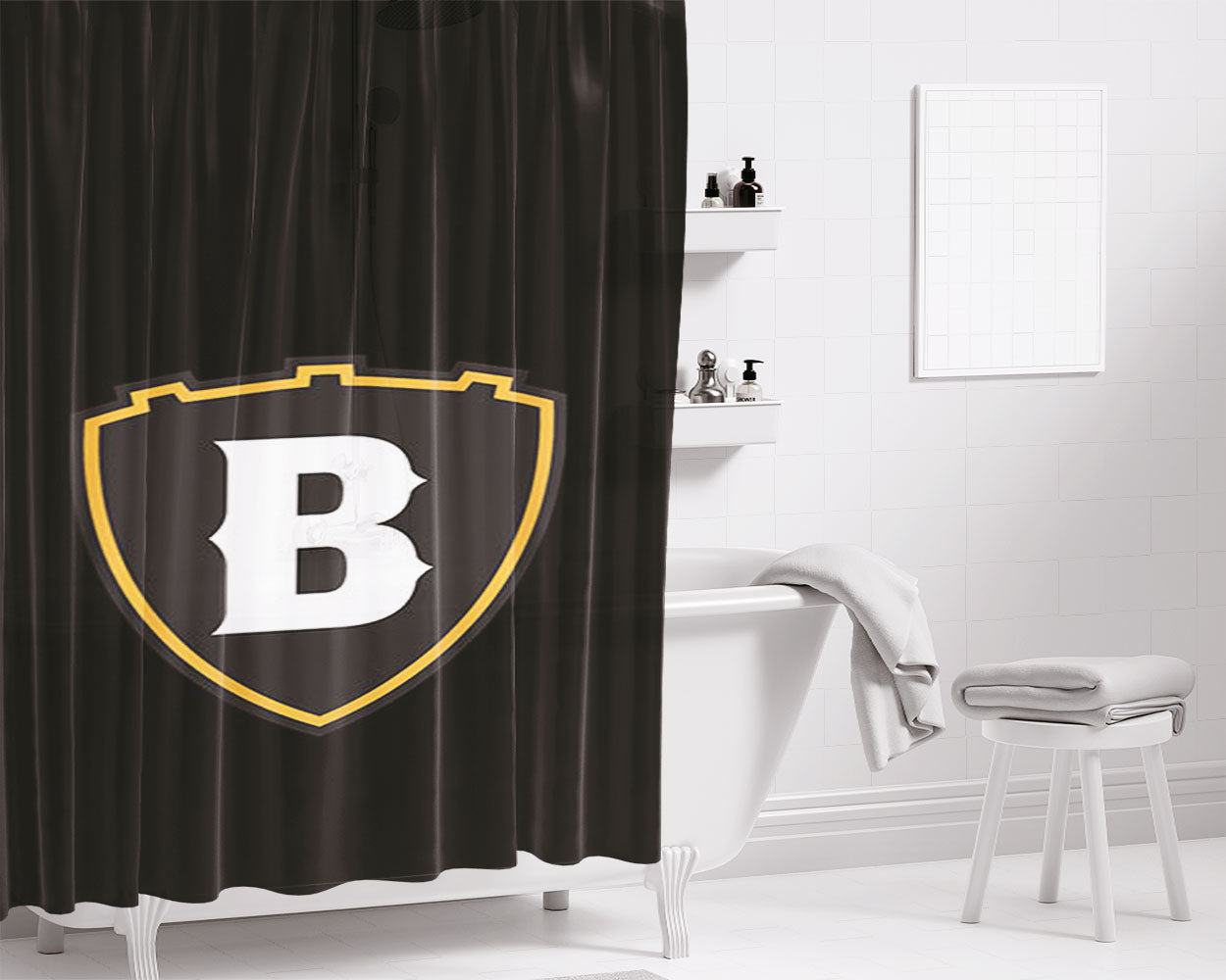 B Logos Bathroom Shower Curtain Fabric Waterproof | 66 X 72 Inch