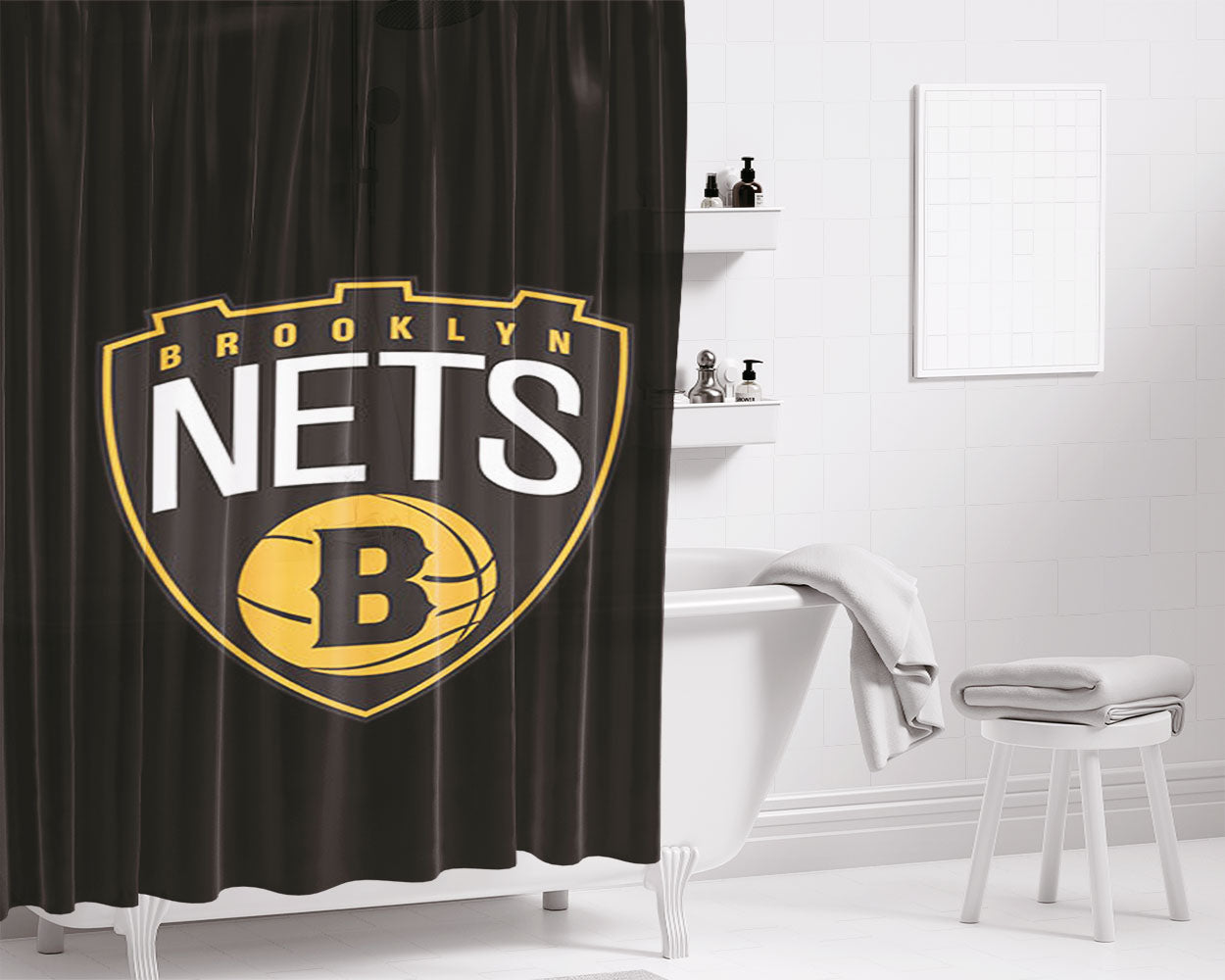 B Nets Bathroom Shower Curtain Fabric Waterproof | 66 X 72 Inch