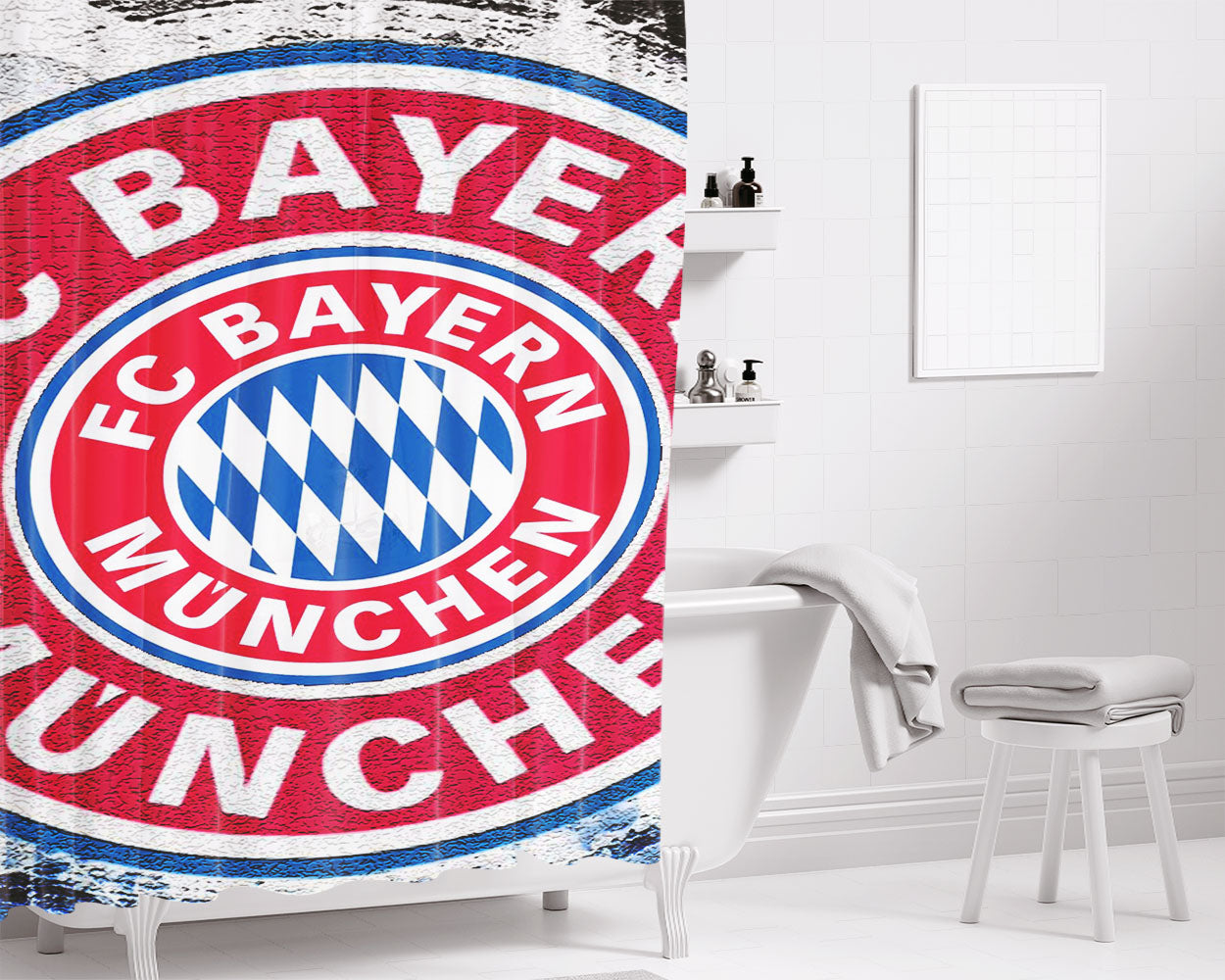 Bundesliga Bayern Munich Bathroom Shower Curtain Fabric Waterproof | 66 X 72 Inch