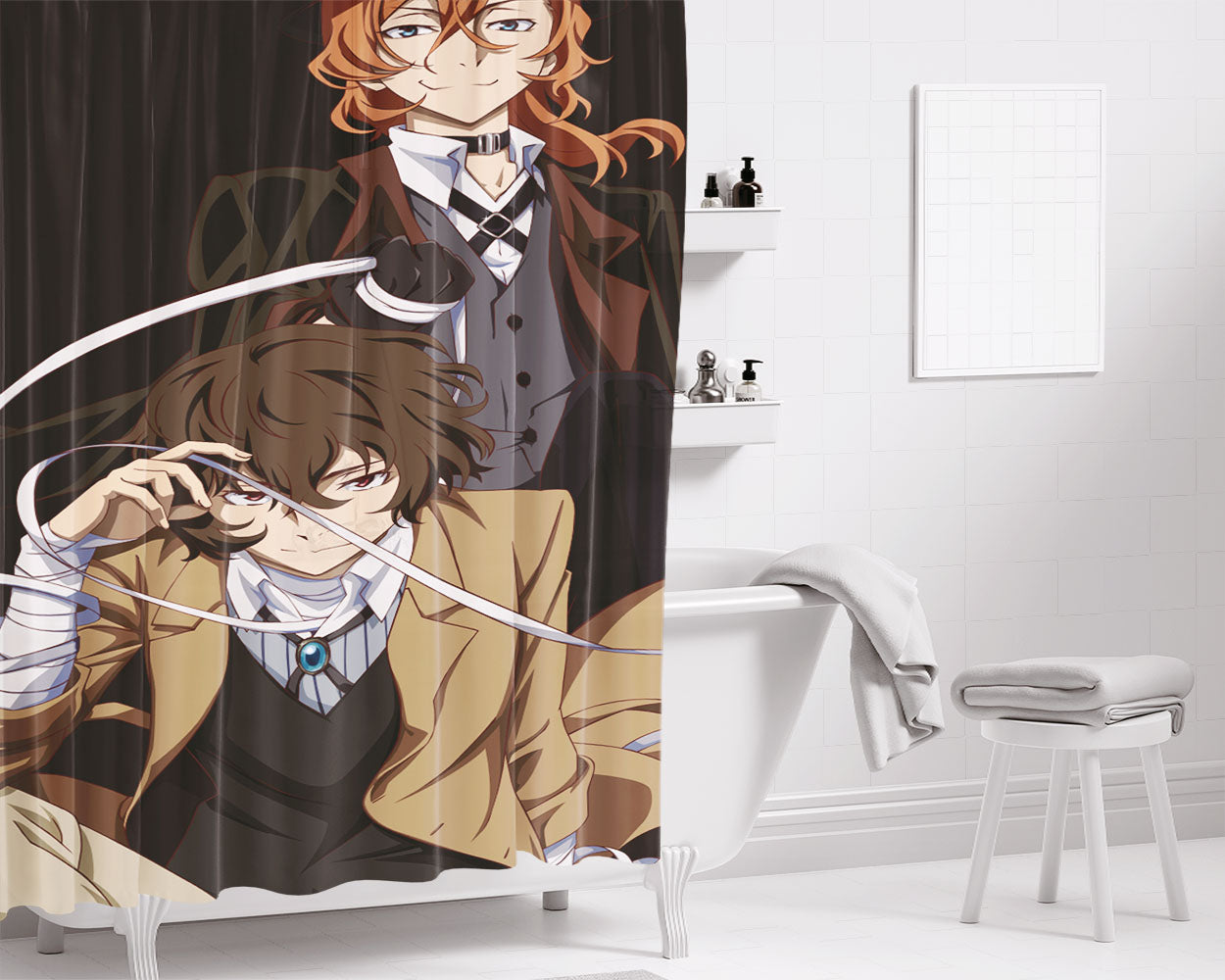 Bungou Stray Dogs Duo Partner Bathroom Shower Curtain Fabric Waterproof | 66 X 72 Inch