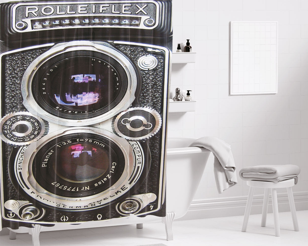 Camera Rolleiflex Bathroom Shower Curtain Fabric Waterproof | 66 X 72 Inch