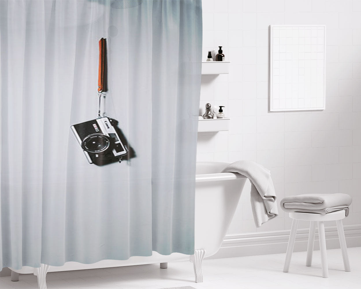 Camera Bathroom Shower Curtain Fabric Waterproof | 66 X 72 Inch