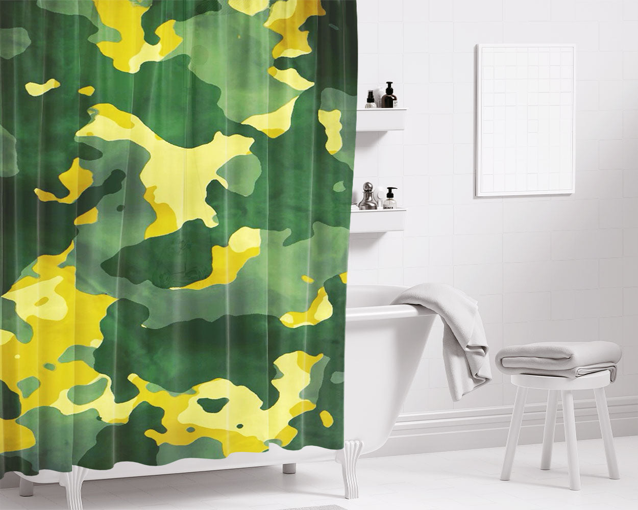 Camuflage Mil Bathroom Shower Curtain Fabric Waterproof | 66 X 72 Inch