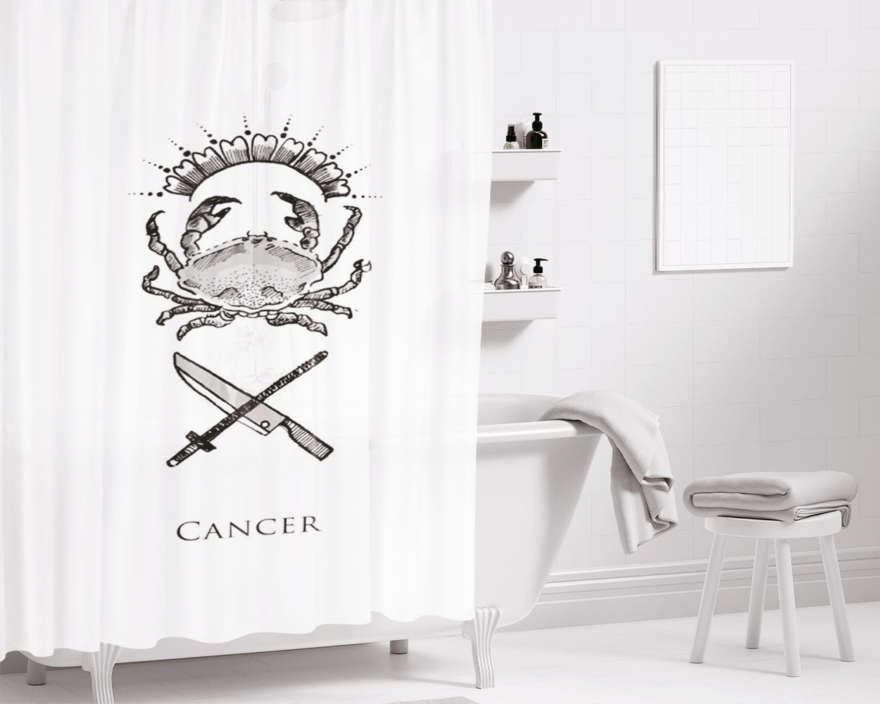 Cancer Zodiac August Bathroom Shower Curtain Fabric Waterproof | 66 X 72 Inch