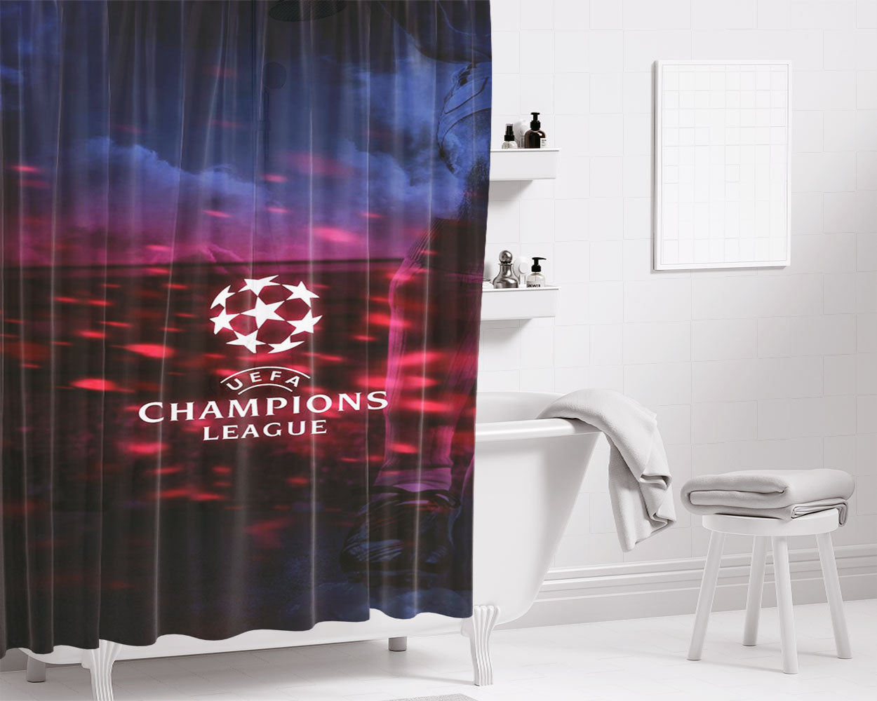 Champion League Uefa Bathroom Shower Curtain Fabric Waterproof | 66 X 72 Inch